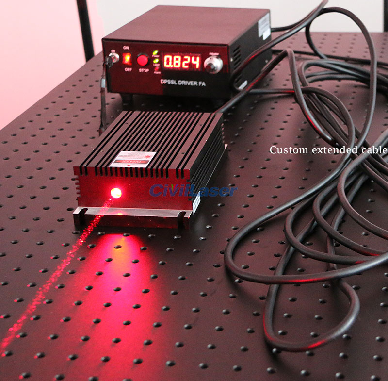 638nm 3W 高出力 赤色 半導体レーザー Modulation 0~30khz Analog or TTL